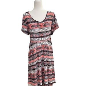 Bobbie Brooks Paisley Print  Plus Size Modest Dress Soft Stretchy Pullover